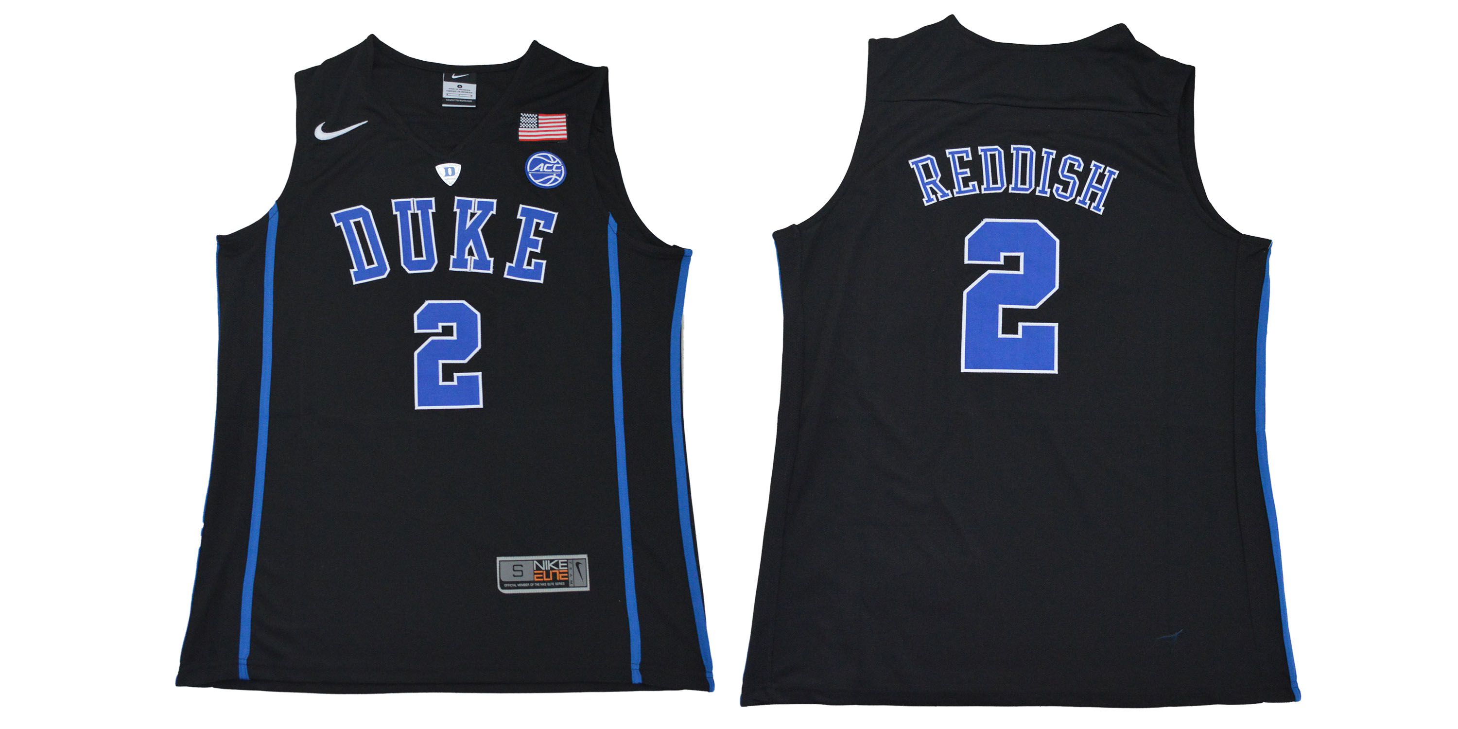 Men Duke Blue Devils #2 Reddish Black NBA NCAA Jerseys->ncaa teams->NCAA Jersey